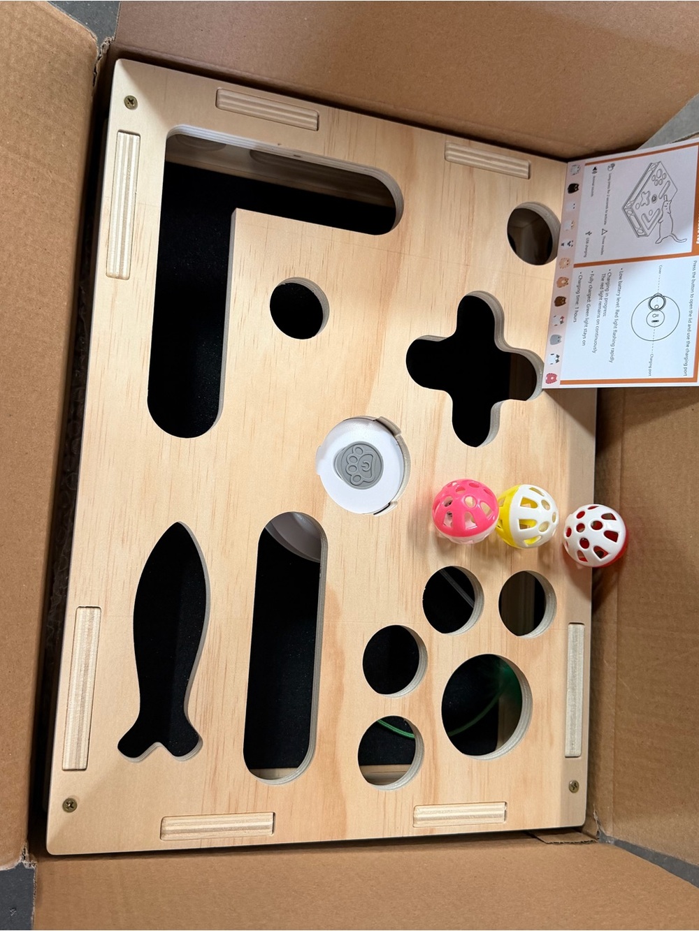 Wooden Shape Sorter Play Board with Colorful Balls - Natural
